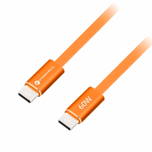 Kabelis USB C uz USB C Forcell F-Energy QC4.0 PD 3A 60W Cafule Flat 1,2 m CCFN23 oranžs