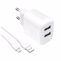Puro PROLITE 10W 2x USB-A sienas lādētājs + USB-A - USB-C kabelis 1.2m - balts