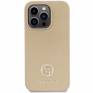 Guess GUHCP15LPS4DGPD iPhone 15 Pro 6.1" zelta/zelta cietais apvalks Strass Metāla Logotips