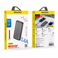 Ārējā baterija Power Bank Awei P20K 5V/2.4A 10000mAh melna