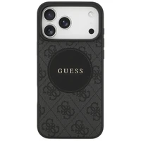Guess 4G Circle Classic Logo Magnētiskais viedtālruņa apvalks iPhone 17 Pro Max - melns