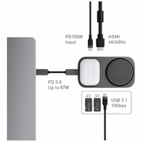 Dokstacija Energea WiDock Plus 7w1 USB-C 3.1 ar Qi2 grafīta