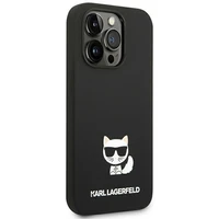Karl Lagerfeld KLHCP14XSLCTBK iPhone 14 Pro Max 6.7 "cietais apvalks melns / melns Silikona Choupette Ķermenis