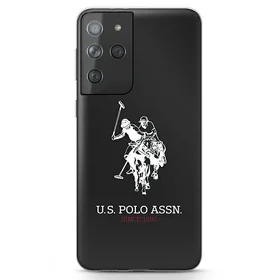 US Polo Spīdīgs Liels Logotips Viedtālruņa apvalks Samsung Galaxy S21 Ultra - Melns