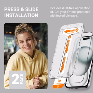 Crong EasyShield 2-Pack rūdīta stikla ekrāna aizsargi iPhone 16 Plus / 15 Plus, 2 gab.