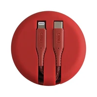 MFi Uniq Halo USB-C / Lightning 18W neilona spirāles kabelis 1.2 m – sarkans