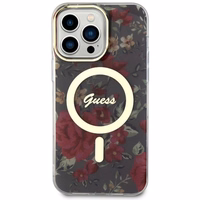 Guess GUHMP14XHCFWSA iPhone 14 Pro Max 6.7" zaļš cietais viedtālruņa apvalks Flower Magnētiskais