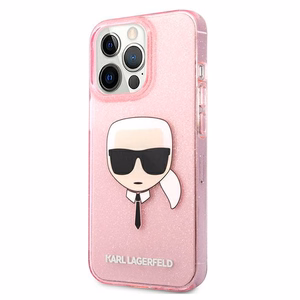 Karl Lagerfeld spīdīgs Karl's galvas viedtālruņa apvalks iPhone 13 Pro Max – rozā