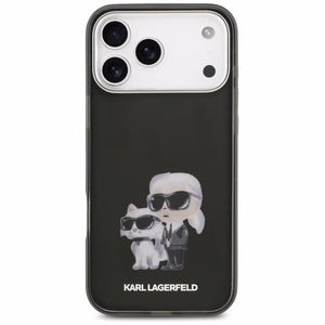 Karl Lagerfeld IML Aquarelle Karl & Choupette & Logo Magnētiskais viedtālruņa apvalks iPhone 17 Pro Max - melns