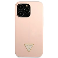 Guess GUHCP13LSLTGP iPhone 13 Pro / 13 6.1" rozā cietais apvalks silikona trīsstūris