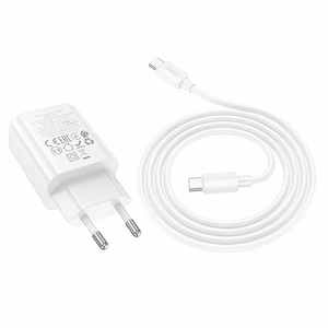 Lādētājs Hoco N62 30W GaN USB-C + USB-C uz USB-C kabelis 1.0m, balts