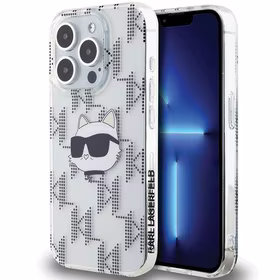 Karl Lagerfeld IML Choupette galvas un monogrammas apvalks iPhone 15 Pro - caurspīdīgs