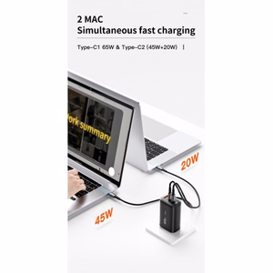 Lādētājs Essager GaN Shining melns 65W (QC3.0 / 2xPD65W)