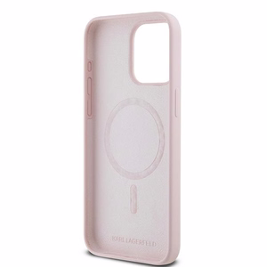 Karl Lagerfeld Silikonais Karl&Choupette Ring MagSafe apvalks iPhone 15 Pro Max - rozā