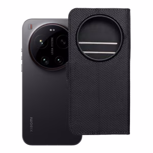 Atlokāmais 4Card RFID maciņš Xiaomi 17 ULTRA ar aizsardzību pret zādzībām, no tehniskā auduma, melns