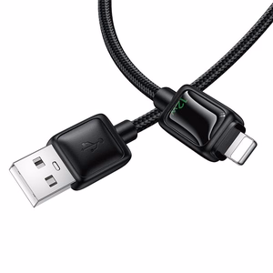 Kabelis ar LCD USB A uz Lightning Hoco 2,4A 1,2 m U146 melns