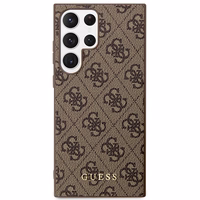 Guess GUHCS23LG4GFBR S23 Ultra S918 brūns/brūns cietais apvalks 4G Metāla Zelta Logotips