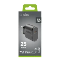 SBS TETR1CPD25 25W USB-C sienas lādētājs ar Power Delivery - melns