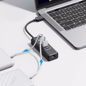 Orico PW3UR25-U3 USB Hub 4-Port 3x USB-A 3.0 1x RJ45 2.5G Ethernet 0.15m - Black