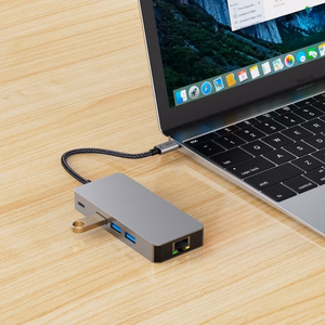 Tech-Protect HB05 HUB 9in1 USB-C + USB2.0 + USB3.0 + HDMI 4K 60Hz + SD / TF + PD100W + RJ45 adapteris - pelēks
