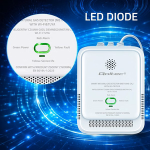 Qoltec 52651 dabasgāzes noplūdes sensors | CH4 detektors | NG | Tuya | Wi-Fi | 85dB signāls | LED