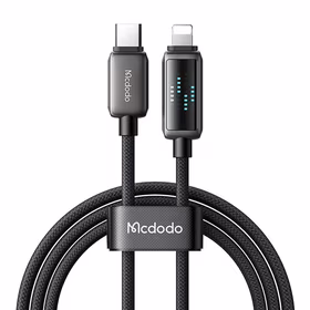 Mcdodo CA-2630 USB-C un Lightning kabelis, 36 W, LED displejs, 1,2 m