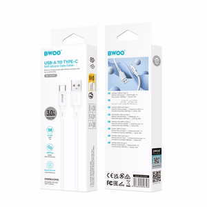 BWOO 3A silikona kabelis X329C USB - USB-C 1m balts