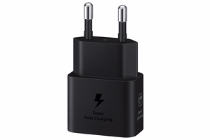 Oriģināls Samsung EP-T2510XBEGEU USB-C PD 25W GaN lādētājs ar USB-C uz USB-C kabeli, melns, blisteris