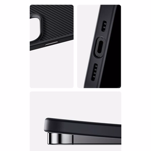 Benks Magnētiskais Armor Pro Kevlara apvalks ar metāla rāmi 600D (AD66) priekš iPhone 16 Pro Max melns ( Kameras vadības poga )
