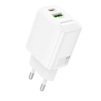 Borofone Lādētājs BN27 USB + Type C - QC 3.0 PD 20W balts