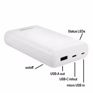 Portatīvais lādētājs INTENSO 20000 mAh, 3.1A, USB Type-C, USB
