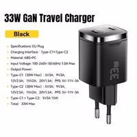 Lādētājs Essager "Display" melns 33W (2xPD) ar LED displeju