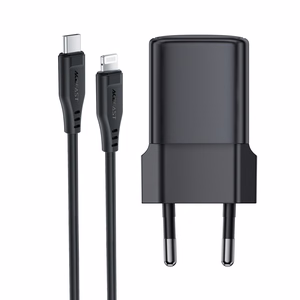 Acefast A118 30W GaN USB-C tīkla lādētājs ar 1.2m USB-C uz Lightning kabeli - melns