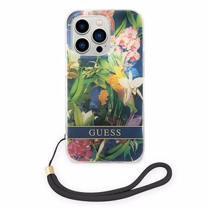 Guess GUOHCP14XHFLSB iPhone 14 Pro Max 6.7 "blue / blue hardcase Flower Strap