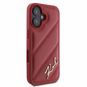 Karl Lagerfeld Diagonal Quilted Script viedtālruņa apvalks iPhone 16 - sarkans