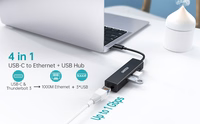 CHOETECH adapteris USB Type-C uz 1x RJ-45, 3x USB Type-A
