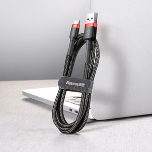 Baseus Cafule Cable izturīgs neilona kabelis USB / USB-C QC3.0 2A 3M melns-sarkans (CATKLF-U91)
