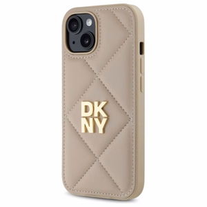 DKNY Quilted Stack Logo viedtālruņa apvalks iPhone 15 - bēšs