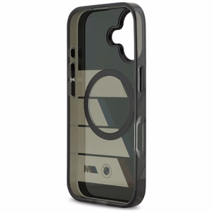 BMW M IML ar metāla pogām trīskrāsu līniju magnētiskais viedtālruņa apvalks iPhone 17 - melns