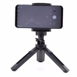 Mini statīva selfiju nūjas turētājs telefonam, kamerai un GoPro, 16-21 cm - melns