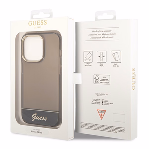 Guess GUHCP14LHGCOK iPhone 14 Pro 6.1 melns / melns kietais viedtālruņa apvalks caurspīdīgs