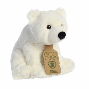 Eco Nation videi draudzīga sēdoša polārlāča plīša rotaļlieta, 19 cm