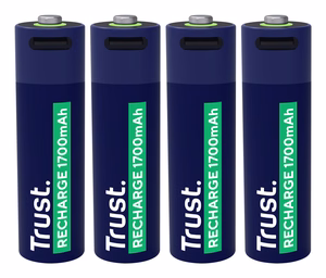 Trust uzlādējamas Li-Ion AA 1.5V baterijas, 1700mAh, USB-C, 4 gab.