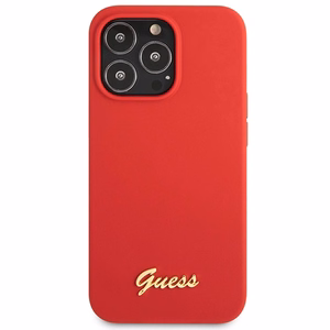 Viedtālruņa apvalks Guess GUHCP13XLSLMGRE iPhone 13 Pro Max 6.7" sarkana/bordo cietais apvalks Silikona Vintage Zelta Logotips