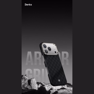 Melns Benks Magnetic Armor Air Armor Grid 600D kevlara vāciņš ar metāla rāmi (C.K.FL.AP.BK.0072), paredzēts iPhone 18 Pro / iPhone 17 Pro