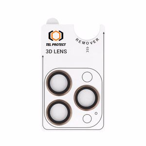 Grūdinātais stikls Tel Protect 3D objektīva aizsargstikls uz kameru iPhone 15 Pro/15 Pro Max titāna krāsa (lēcas 3 gab.)