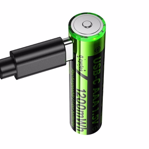 Uzlādējama baterija R3 (AAA) 320 mAh ar USB C + kabelis USB A uz 2 x USB C 2 gab. Hoco JA4 melna