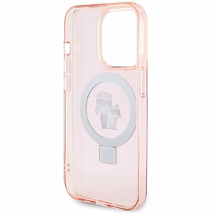 Karl Lagerfeld KLHMP15XHMRSKCP iPhone 15 Pro Max 6.7" rozā ar statīvu Viedtālruņa apvalks Karl&Choupette MagSafe