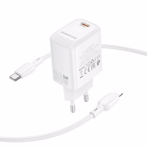 Borofone сетевое зарядное устройство BN28 Fuente - Type C - PD 30W с кабелем Type C - Lightning белый