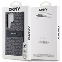 DKNY ādas Mono Stripe un Metal Logo viedtālruņa apvalks Samsung Galaxy S24 Ultra - melns